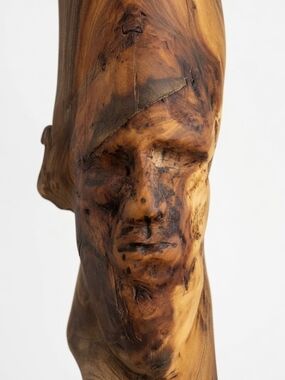 Hand Carved Wood Face Sculpture Abstract Organic Spirit Burl Art
